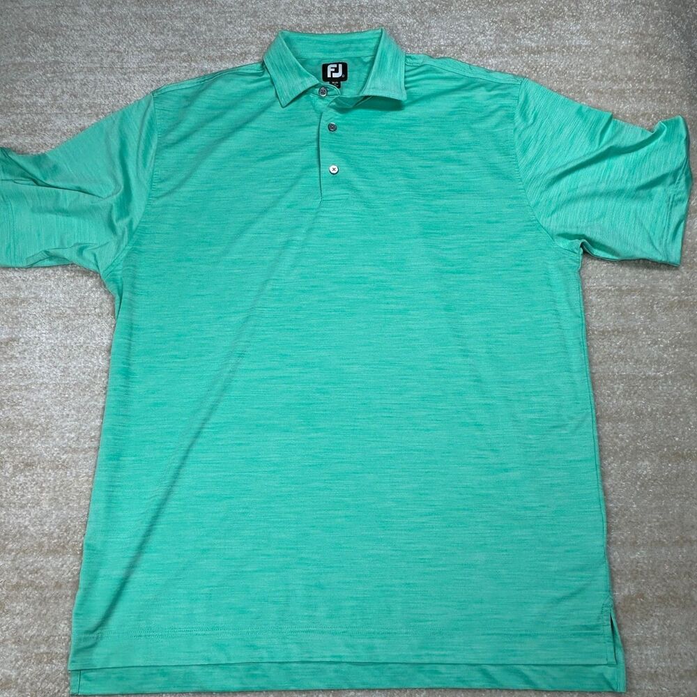 FootJoy Polo Shirt Mens XL Aqua Green Heather‎ Short Sleeve Golf Performance